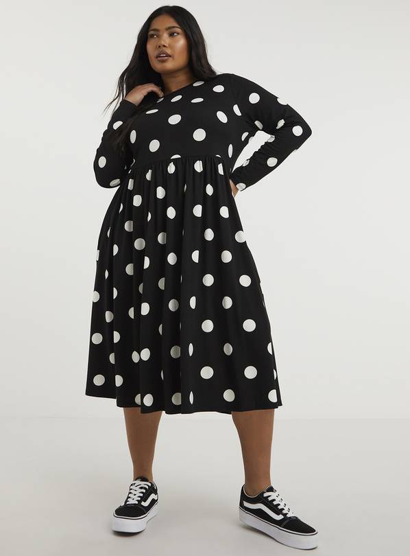 SIMPLY BE Mono Spot Supersoft Midi Dress 20